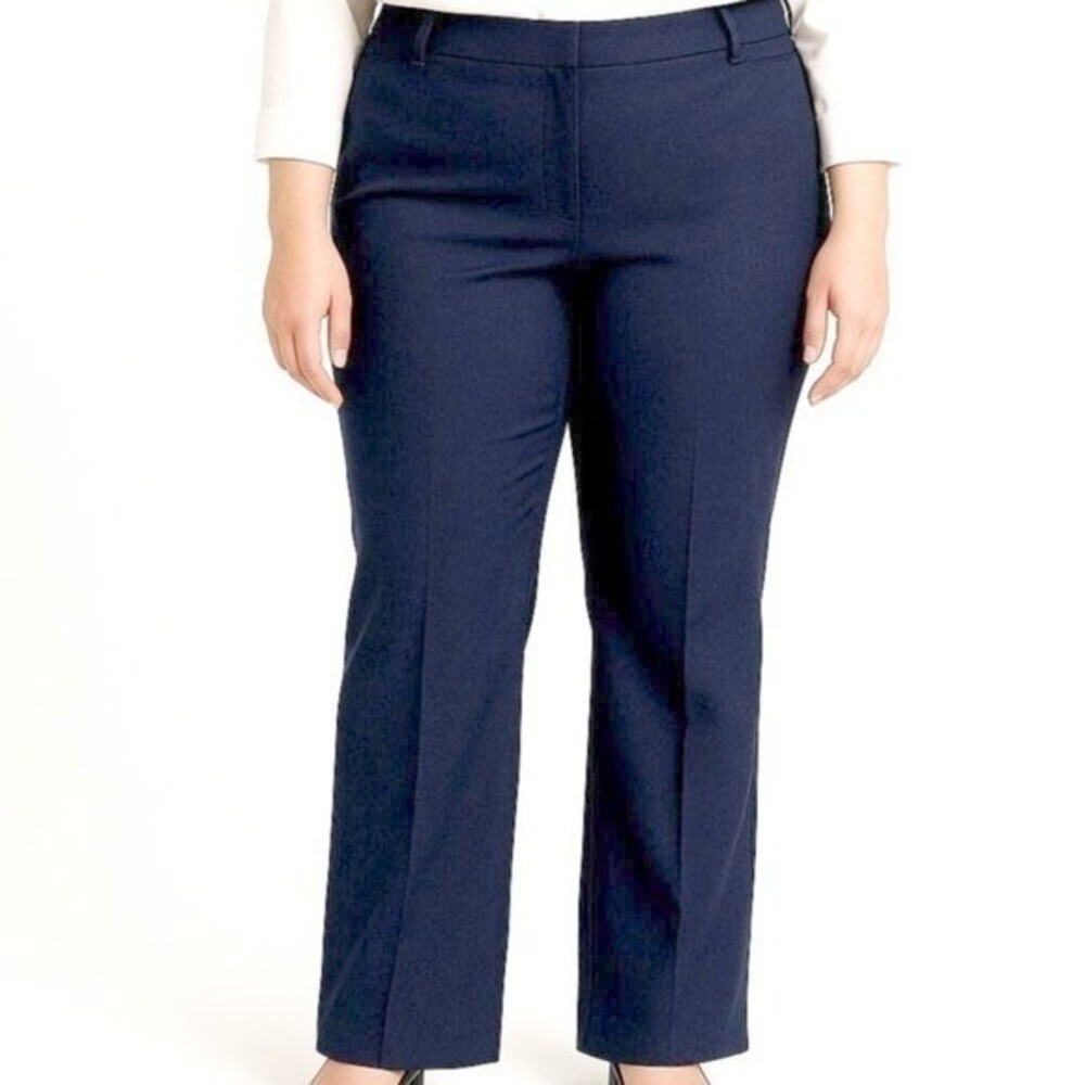 DKNY Womens Midtown Pant Boot Cut Navy Blue‎ Rayon Blend Workwear Size 14